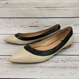 Bata Black and Cream Leather Flats Size 38